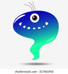 Cartoon cute monster. Vector illustration. Elements for design of postcards, flyers, banners, prints. Halloween.