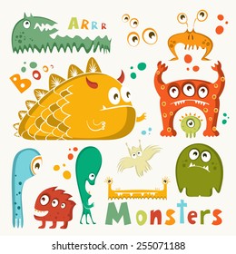 Cartoon cute monsters