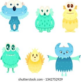 Cartoon cute monsters characters