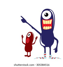Cartoon cute monsters. Friendly monster. Best friends concept