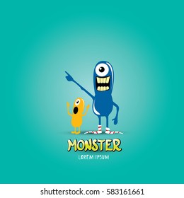 Cartoon cute monsters. Friendly monster. Best friends concept