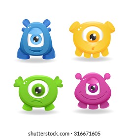 Cartoon cute monsters on white background