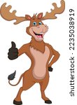 cartoon cute moose thumbs up