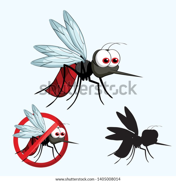 Cartoon Cute Mosquito Silhouettee Stock Vector (Royalty Free ...