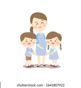 Cartoon Cute Mother and Kids Vector