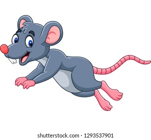 Cartoon cute mouse jumping
