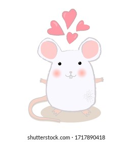 Cartoon cute mouse like hug. You can use it to make a card. Vector.