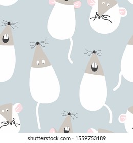 Cartoon cute  mouse seamless pattern vector