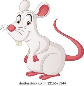 Cartoon cute mouse. Vector illustration of funny happy rat.