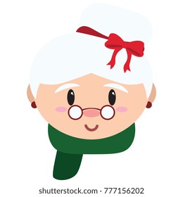 Cartoon cute mrs claus isolated