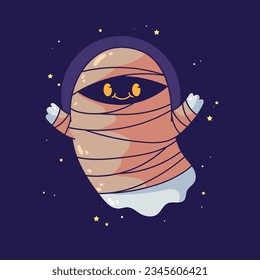 Cartoon cute mummy ghost Vektor