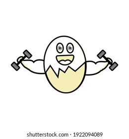 cartoon cute muscular egg vector