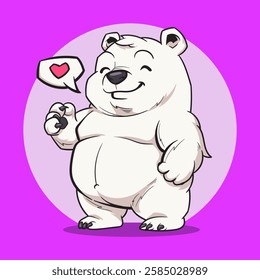 cartoon of a cute and muscular polar bear