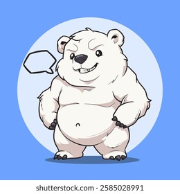 cartoon of a cute and muscular polar bear