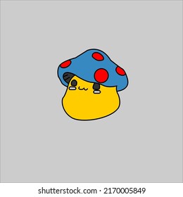 cartoon cute mushroom animation fashion vector