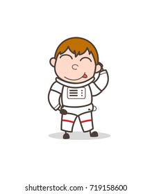 Cartoon Cute Naughty Space Boy Vector Illustration