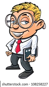 Cartoon Cute Nerdy Office Worker