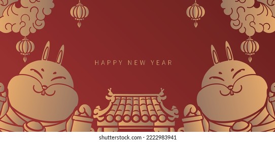 Cartoon Cute New Year Rabbit Illustration Banner Poster

