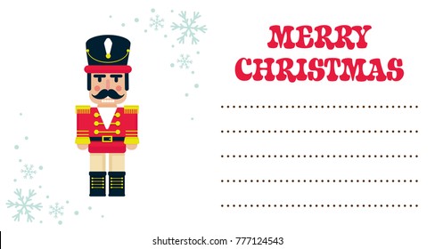 cartoon cute nutcracker christmas card