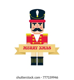 cartoon cute nutcracker with sign