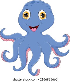 cartoon cute octopus on white background