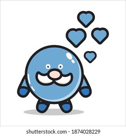 cartoon cute old mascot is in love vector illustration with design eps 10