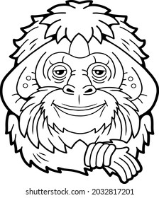 cartoon cute orangutan monkey, funny illustration