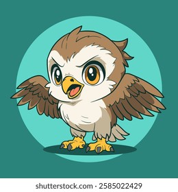 cartoon of a cute osprey spreading its wings