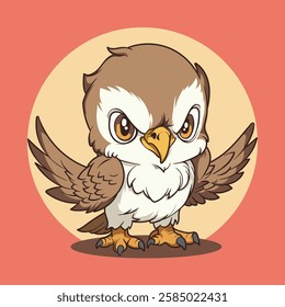 cartoon of a cute osprey spreading its wings