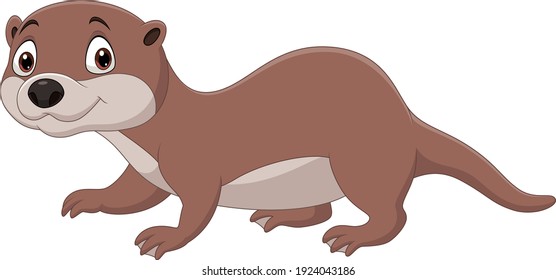 Cartoon cute otter isolated on white background