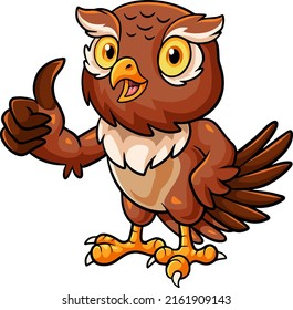 Cartoon cute owl giving thumbs up