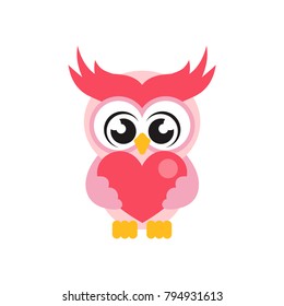 cartoon cute owl with heart