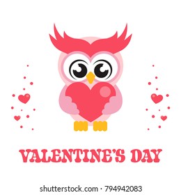 cartoon cute owl with heart and text