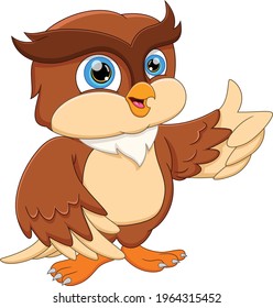 cartoon cute owl posing and thumbs up