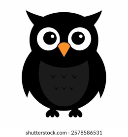  Cartoon cute Owl  vector on white background.