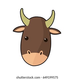 cartoon cute ox face animal manger character