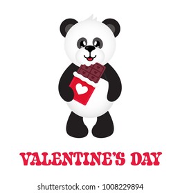 cartoon cute panda with chocolate and text