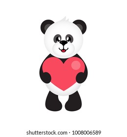 cartoon cute panda with heart