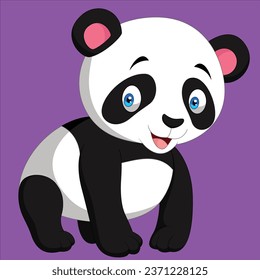 Cartoon cute panda isolated 2 animal character design illustration