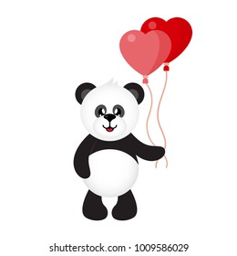 cartoon cute panda with lovely balloons