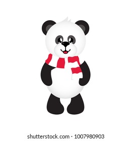 cartoon cute panda with scarf