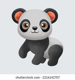 Cartoon cute panda watercolor style isolated on white background
