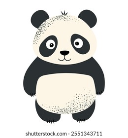 Cartoon cute panda. Wild hand drawn animals. Childish illustration. Kids style 