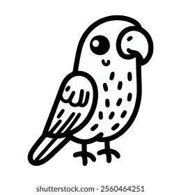 cartoon cute parrot bird pet domestic animal doodle hand drawn vector illustration template design