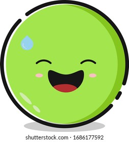 Cartoon cute pea with expression, vector.