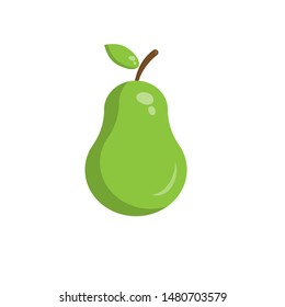 Cartoon cute pear. green pear in cartoon style. vectoor illustration. fresh pear