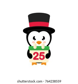 cartoon cute penguin with calendar