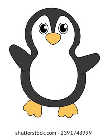 Cartoon Cute Penguin Character. Vector flat illustration on white background.