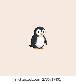 Cartoon cute Penguin icon flat vector design.