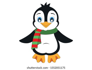 Cartoon Cute Penguin with scarf
